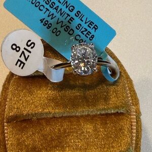 2.0ct Moissanite Oval Cut Sterling Silver Ring